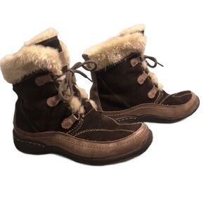 Suede and Faux Fur Winter‎ Ankle Boot bootie Leather Women’s size 8 dark brown